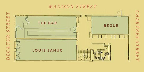 Tujague's Restaurant: Floor Map: Downstairs
