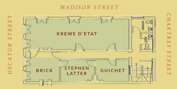Tujague's Restaurant: Floor Map: Upstairs